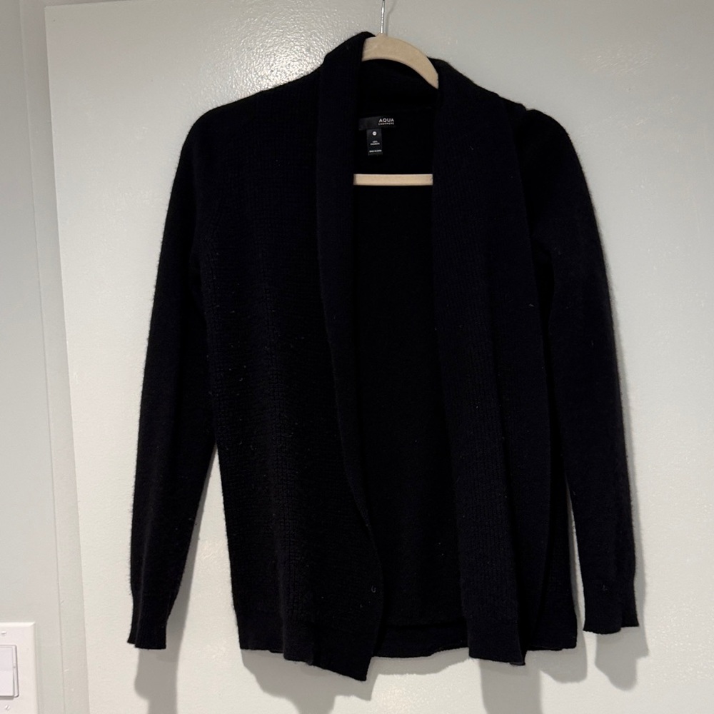 Aqua cashmere Black Open Front Cardigan
